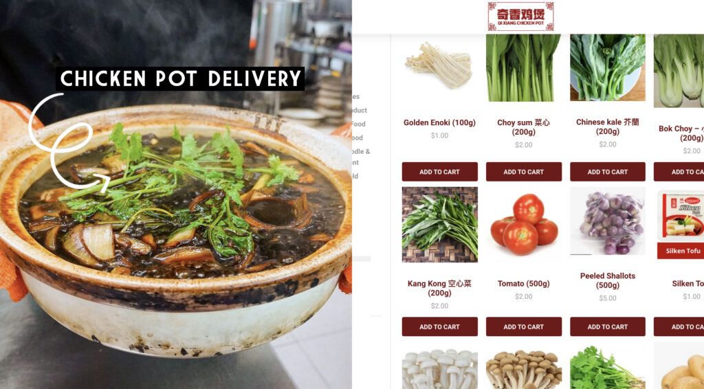Qixiang now delivers their chicken pot with fresh groceries priced on par with supermarket!